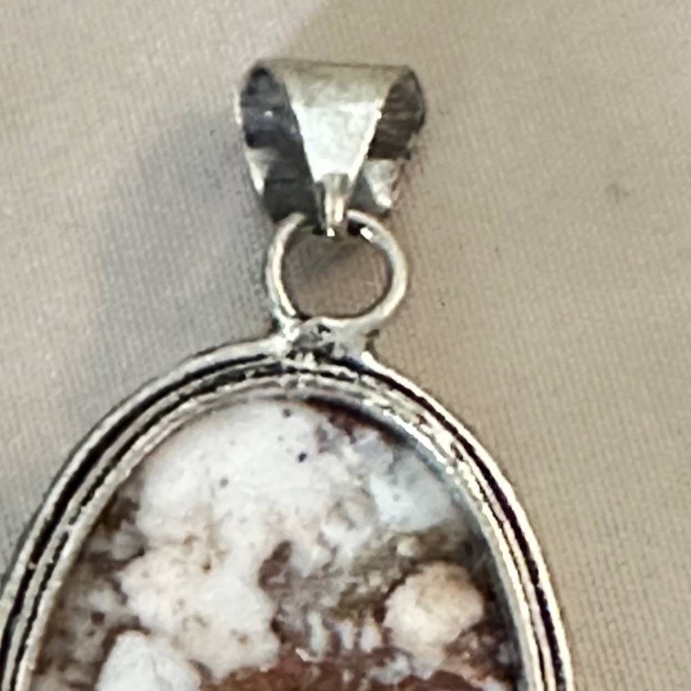 925 Sterling Silver Plated Wild Horse Jasper Pendant, Oval, Fair /Good Condition - Picture 5 of 9